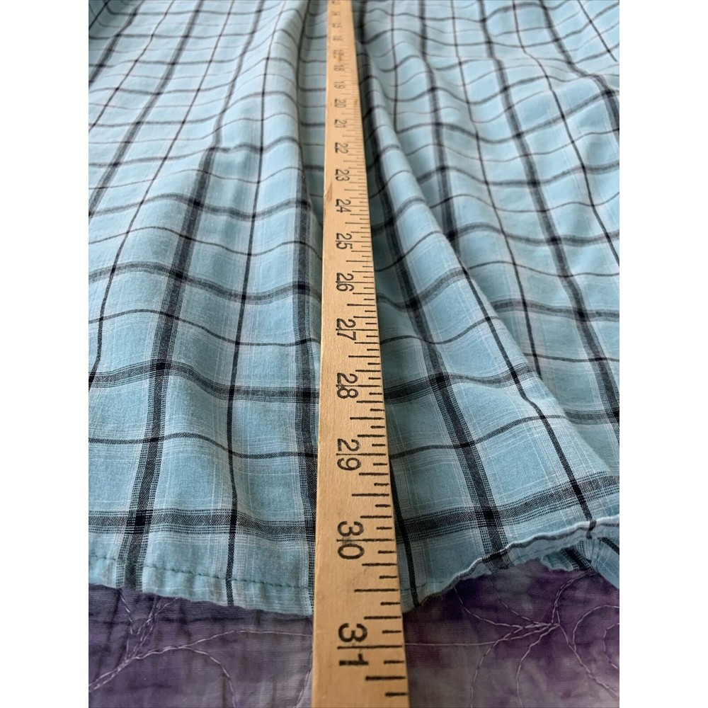 Vintage Wrangler Men’s Medium Blue Plaid Western Shirt Pearl Snaps Short Sleeve - Picture 7 of 7